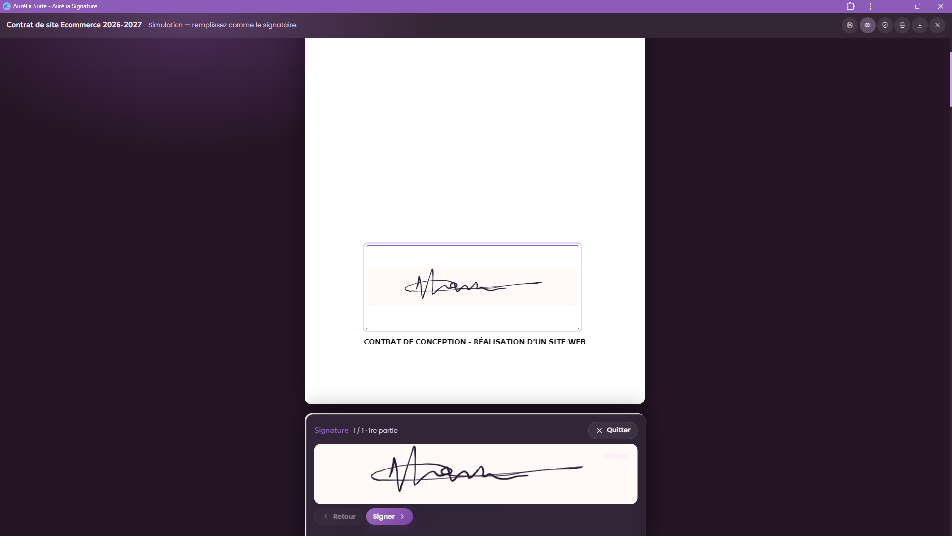 Signature. signature client Aurélia Suite