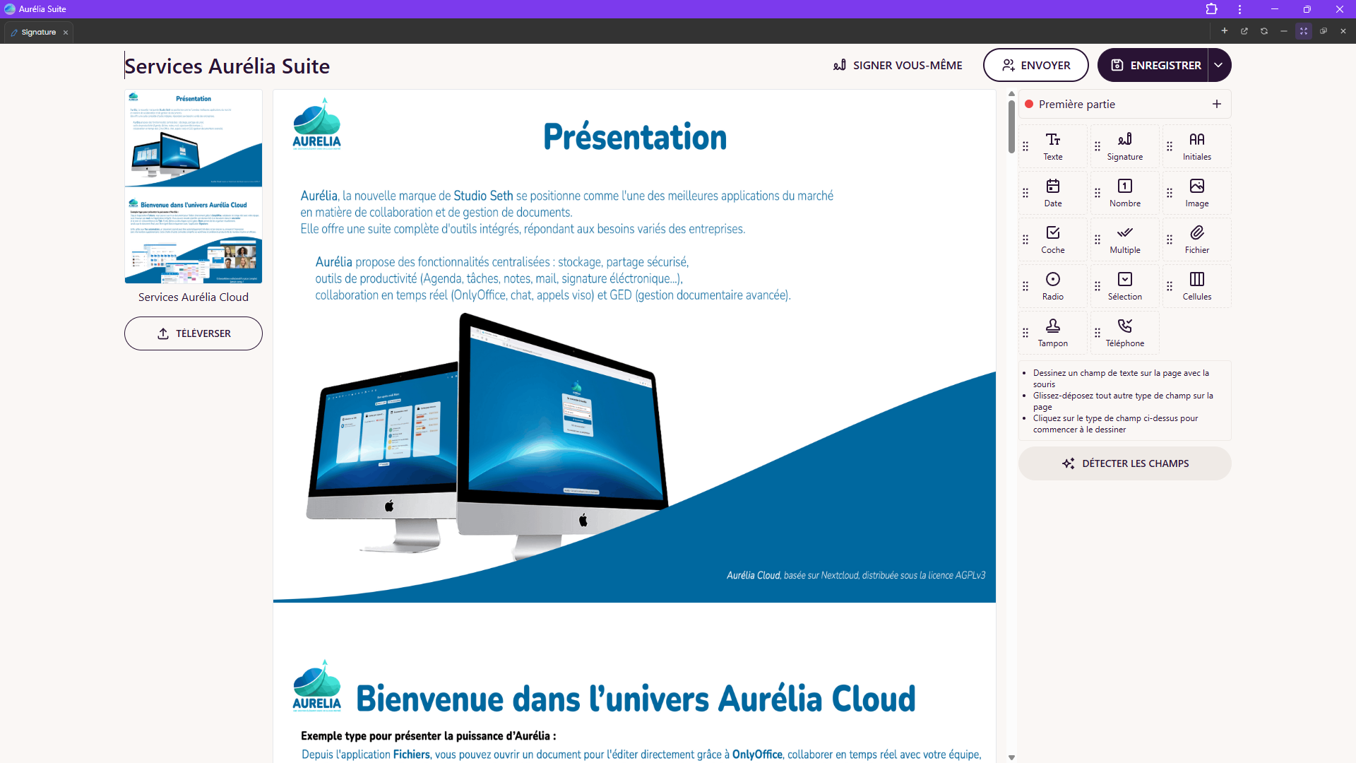 Signature — préparation document Aurélia Suite